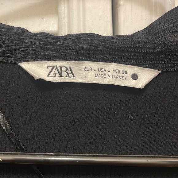 zara black silk longsleeve crop top - Picture 3 of 3